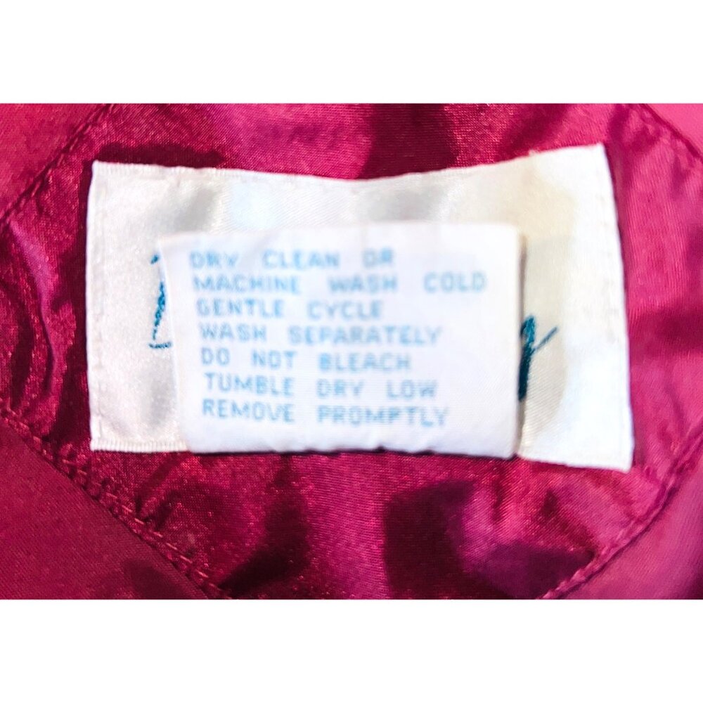 Vintage Dani Colby Burgundy Quilted Jacket M 12-14 Nylon Blend W/ Pockets - Picture 5 of 5